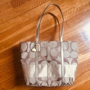 Coach Gold and Tan Tote Bag